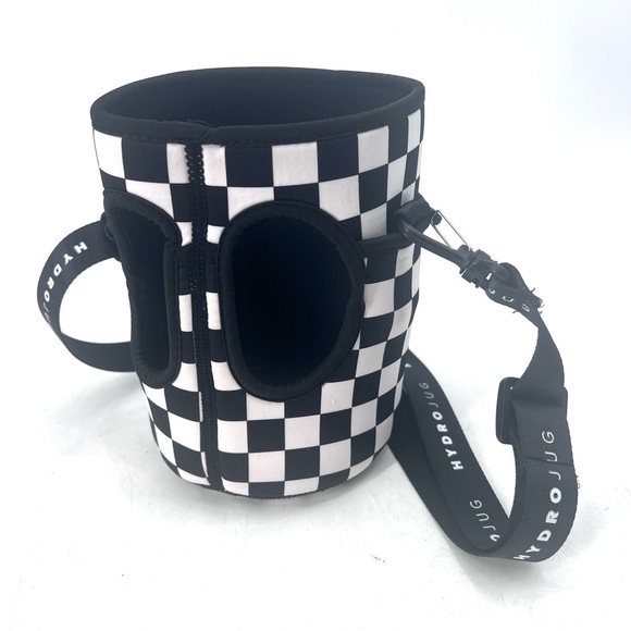 Hydro Jug 73 Oz Black White Checkerboard Print Sleeve With Carrying Strap - Picture 3 of 3